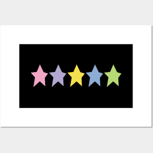 Five Multi Color Stars Minimal Graphic Art Posters and Art